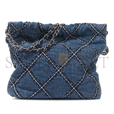 CHANEL MASTER DENIM QUILTED STITCHED SMALL CHANEL 22 BLUE AS3260 (37*35*7cm)